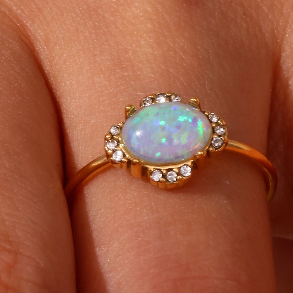 Opal Charm Ring