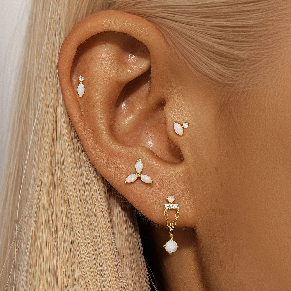 Opal Crown Stud Earring