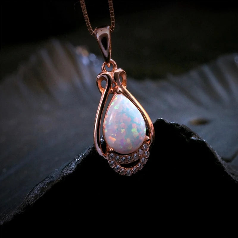 Sun Flower Opal Pendant Necklace