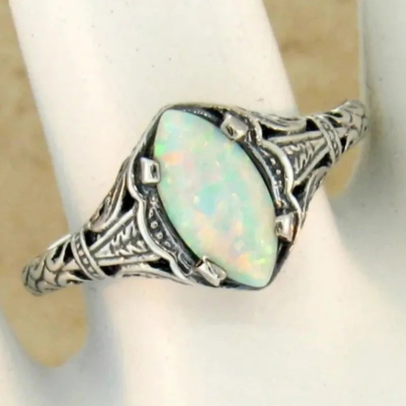 Vintage Faux Opal Silver Ring