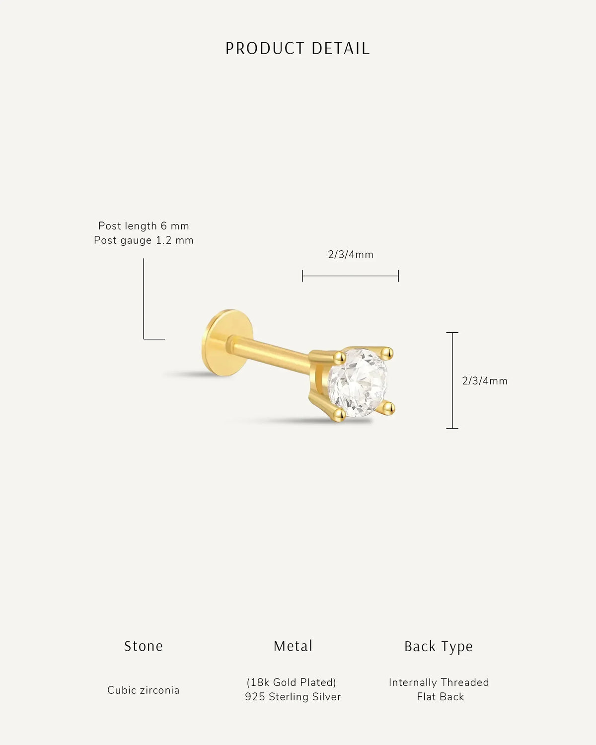 Essential Flat Back Diamond Studs In Gold
