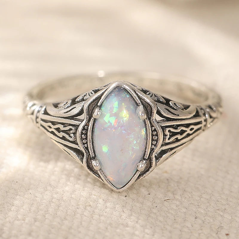 Vintage Faux Opal Silver Ring