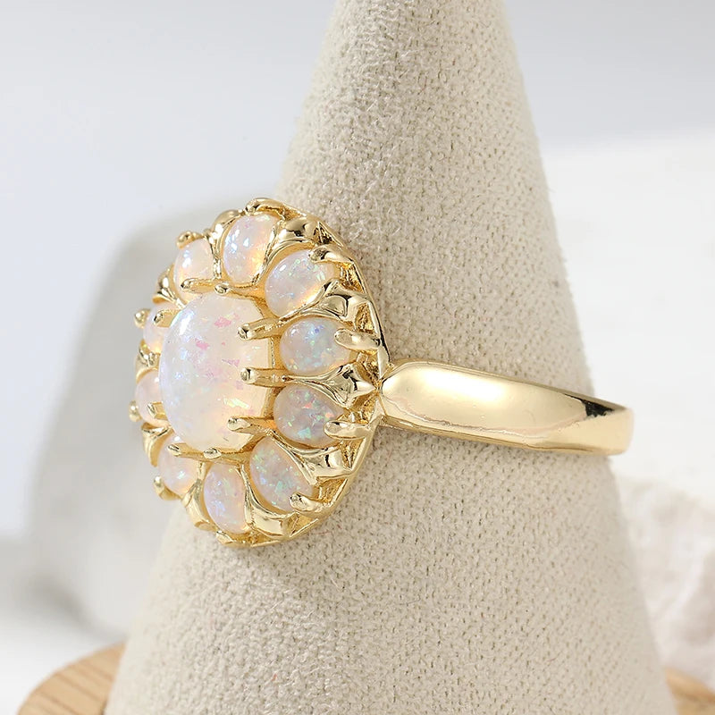 Vintage Opal Flower Cluster Ring