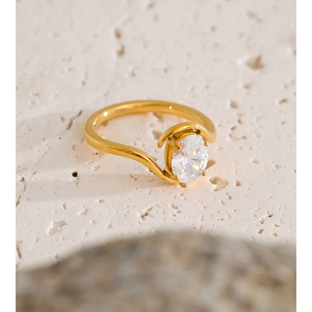 Zirconia Opal Stainless Steel Ring