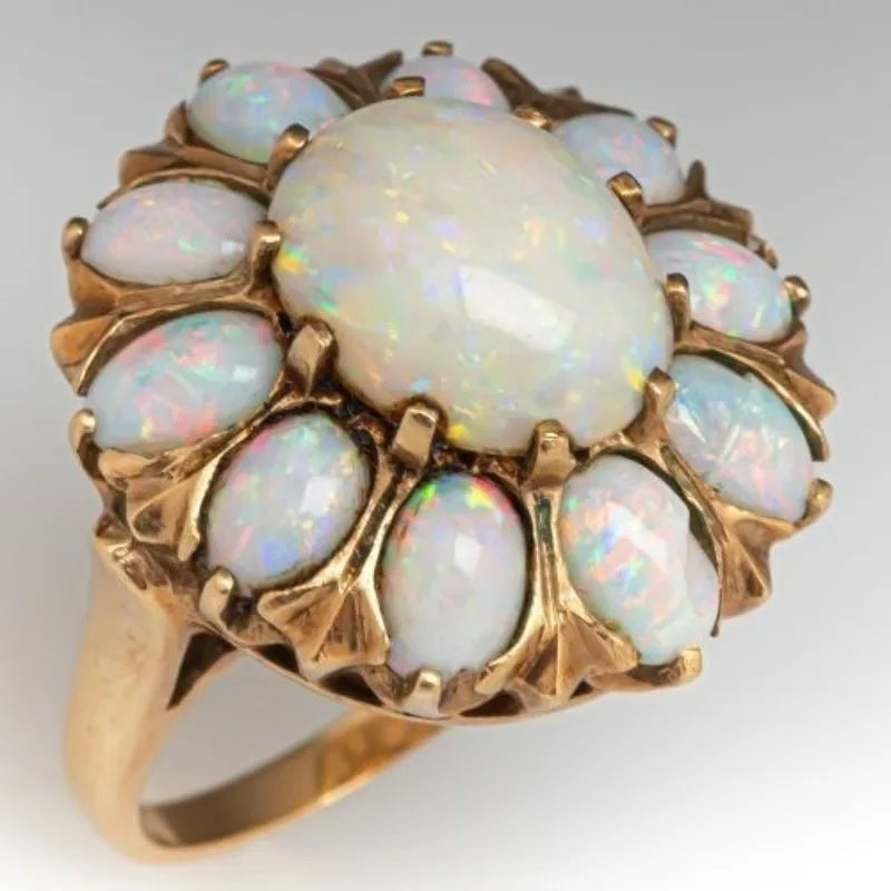 Vintage Opal Flower Cluster Ring