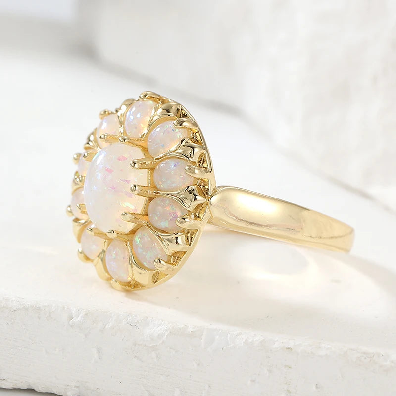Vintage Opal Flower Cluster Ring