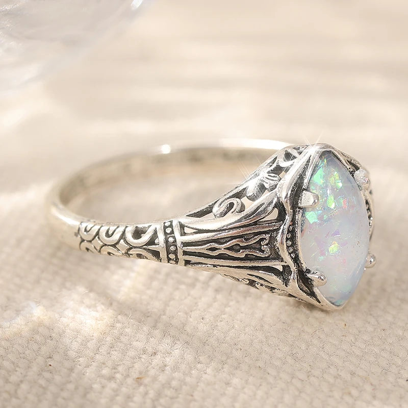 Vintage Faux Opal Silver Ring
