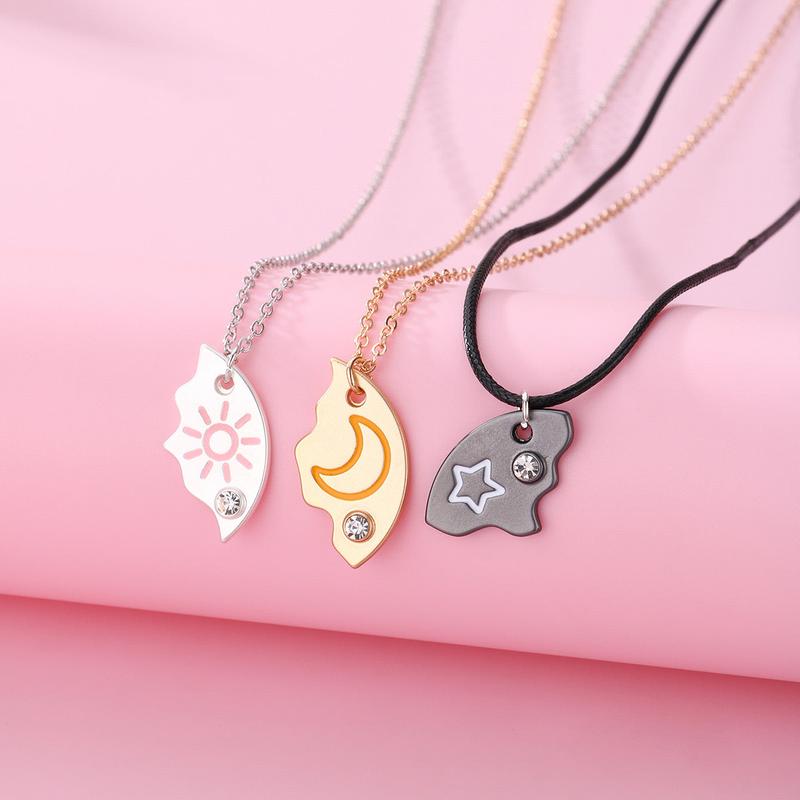 Magnetic Rhinestone Star, Moon & Sun Necklaces (3pc)