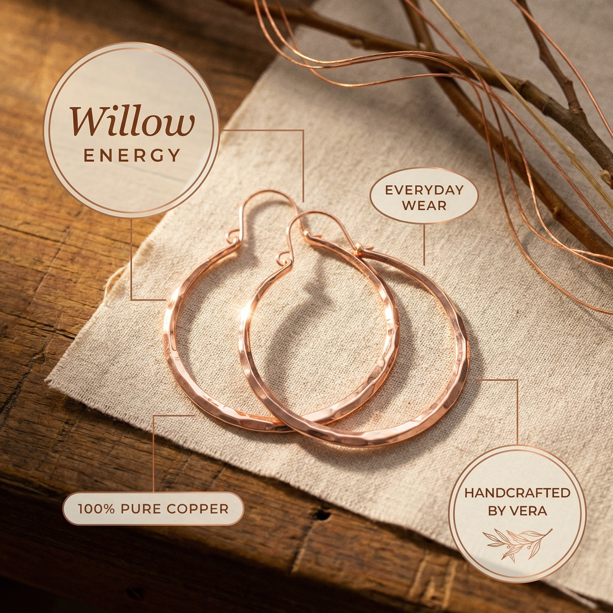 Willow Swing Copper Earrings