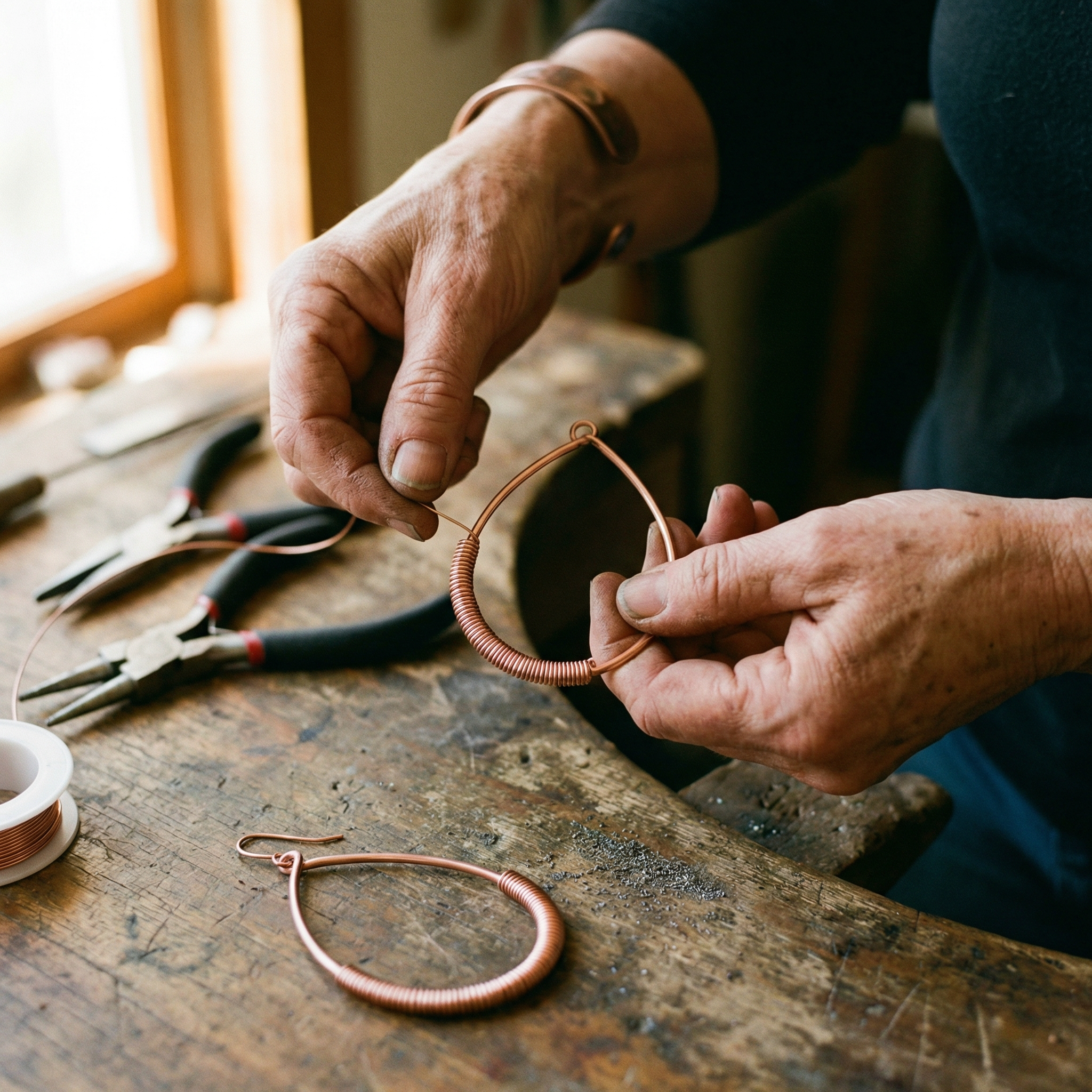 Creek Flow Copper Earrings
