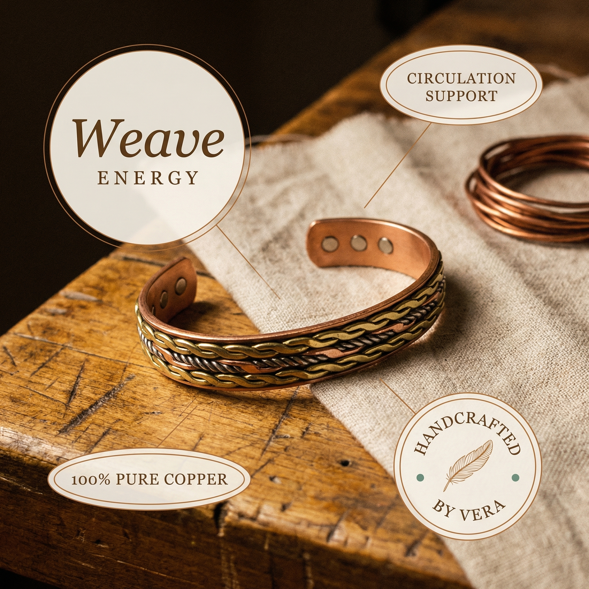 Weave Pattern Copper Bracelet