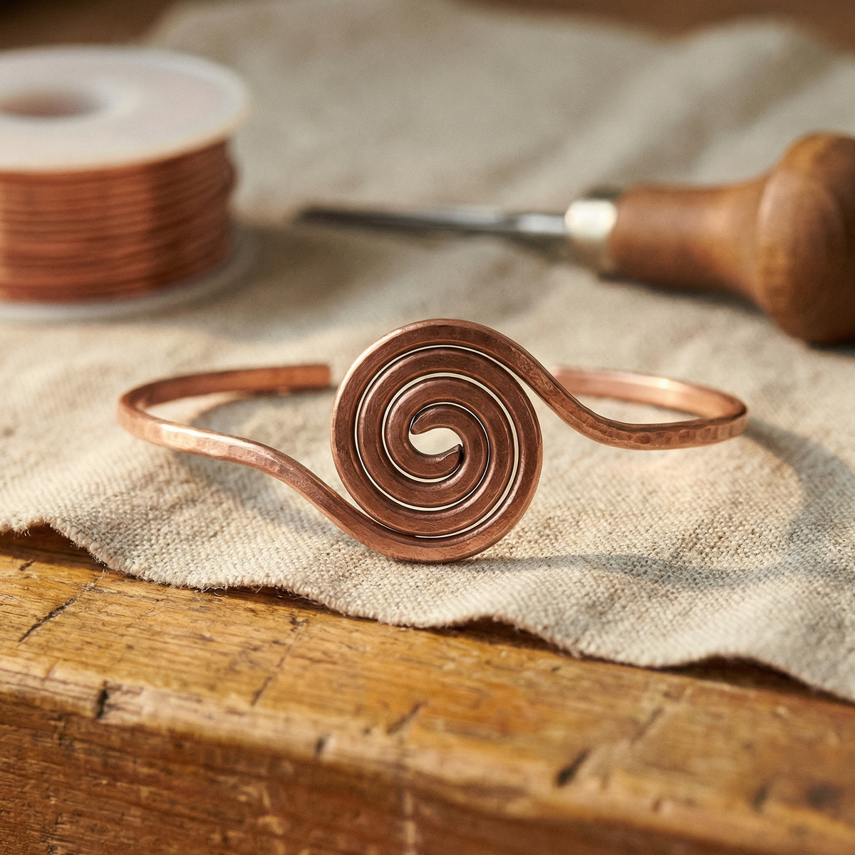 Coil Spring Copper Anklet