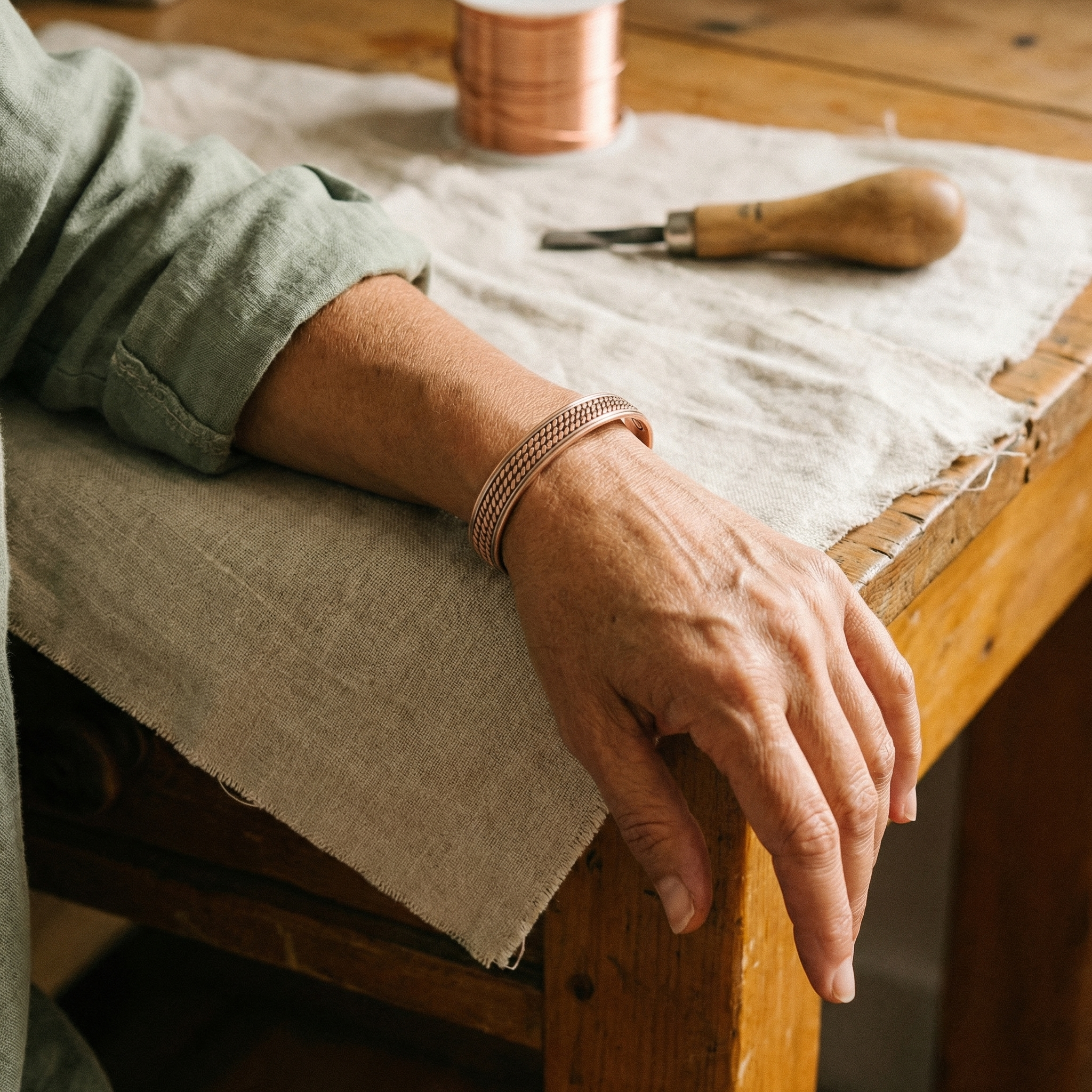 Wave Pull Copper Bracelet