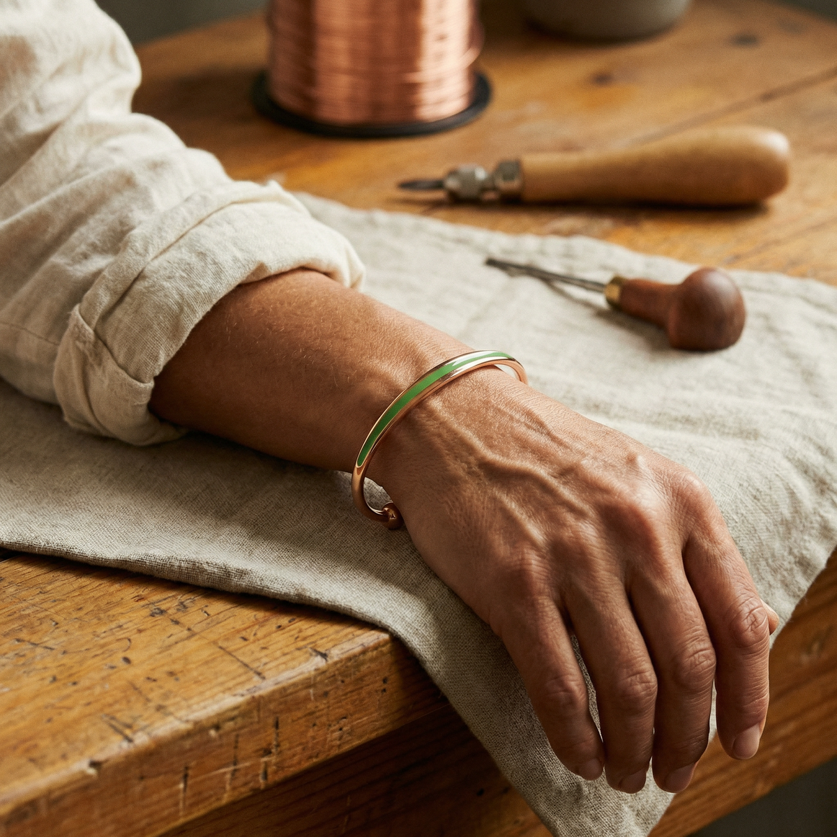 Jade Mineral Copper Bracelet
