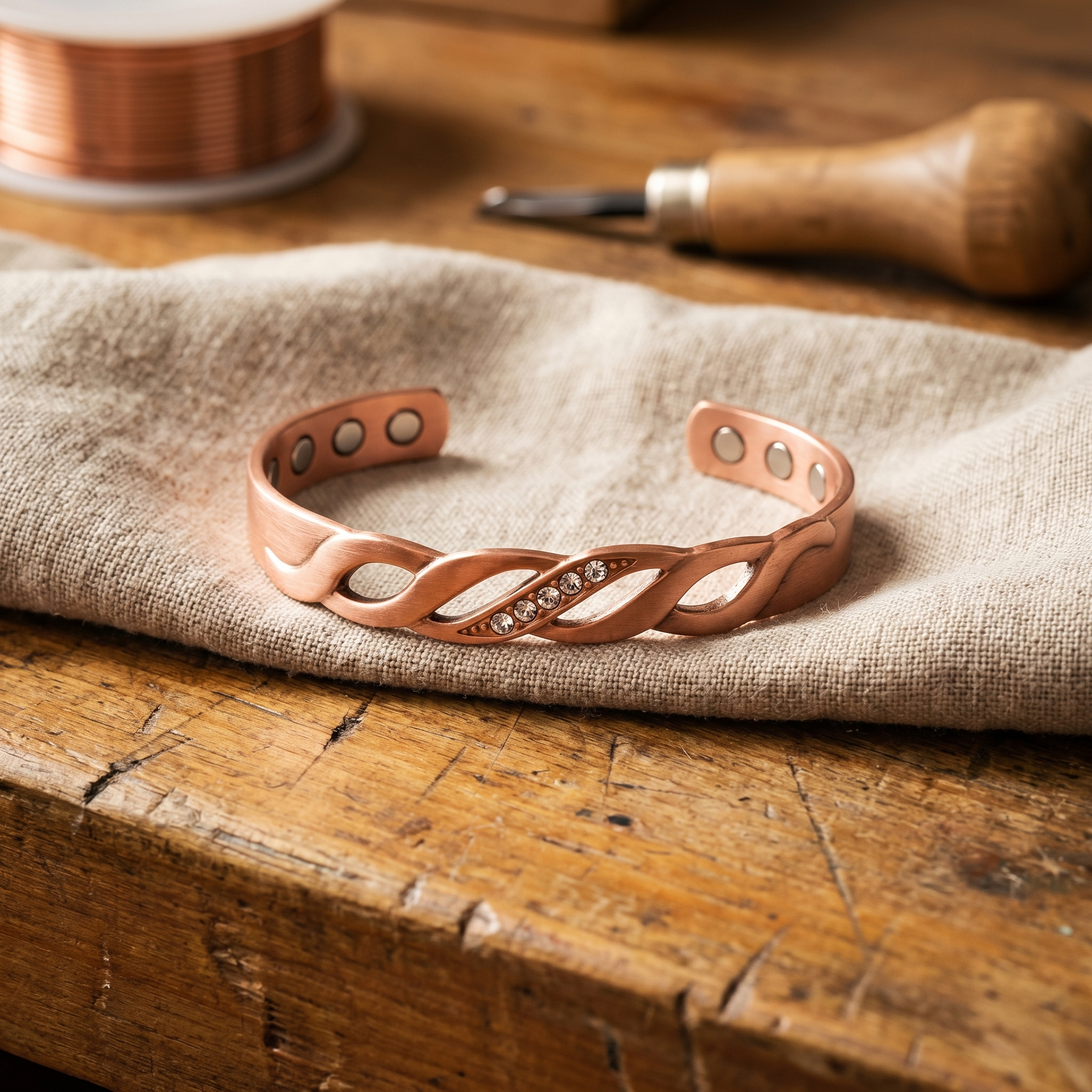 Seam Line Copper Bracelet