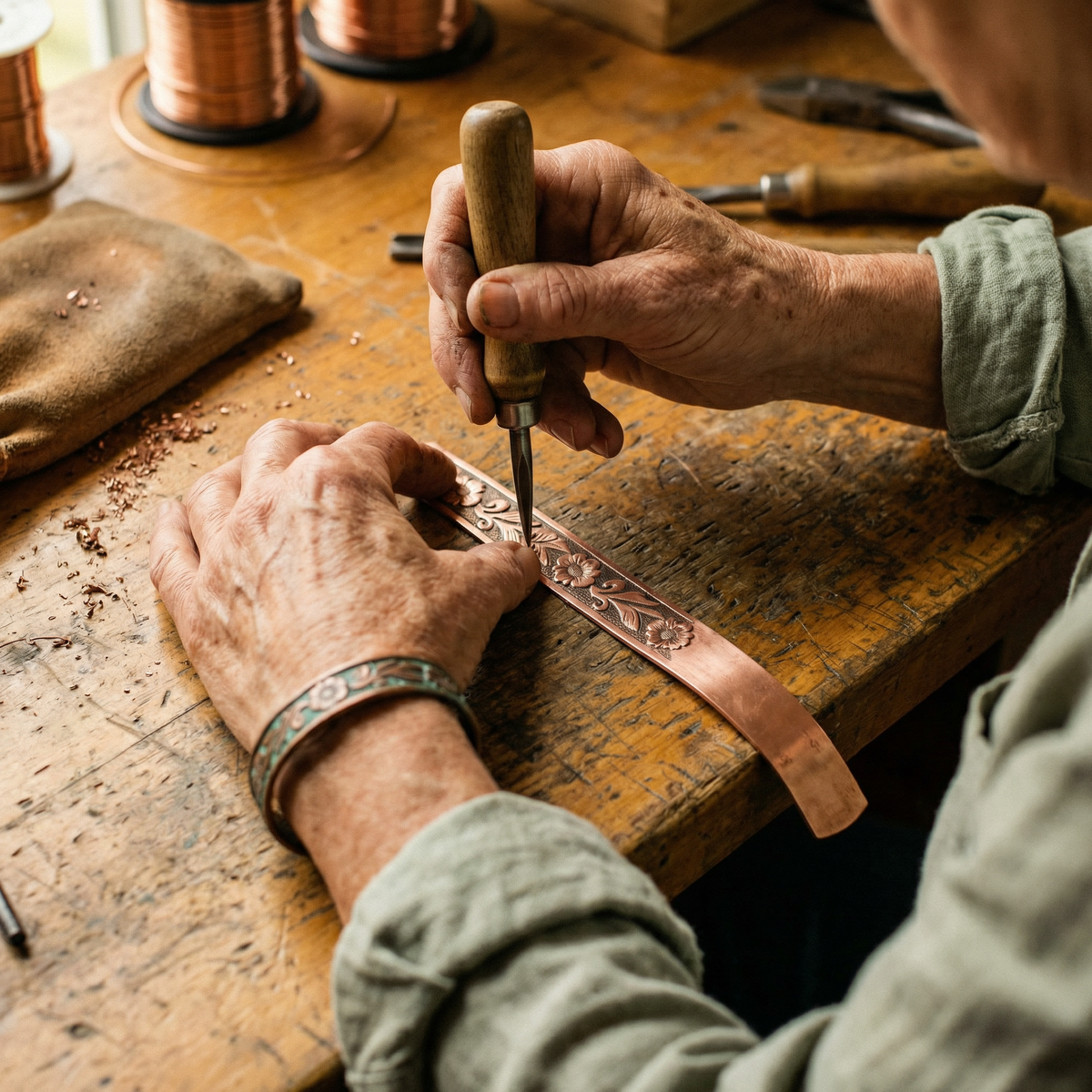 Vine Wrap Copper Bracelet