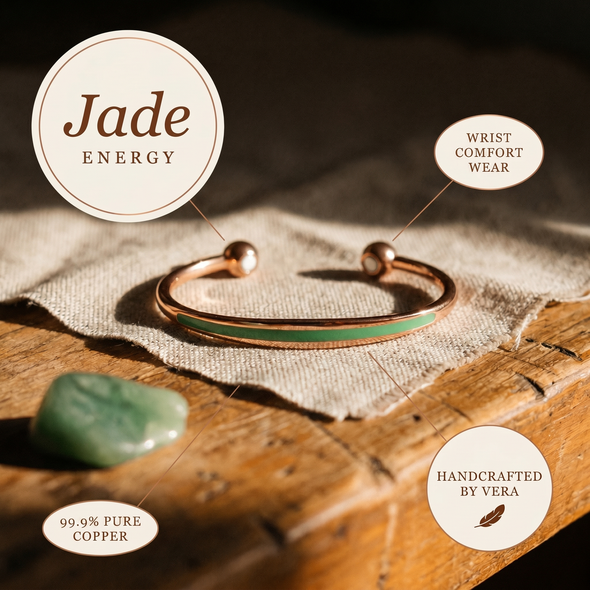 Jade Mineral Copper Bracelet
