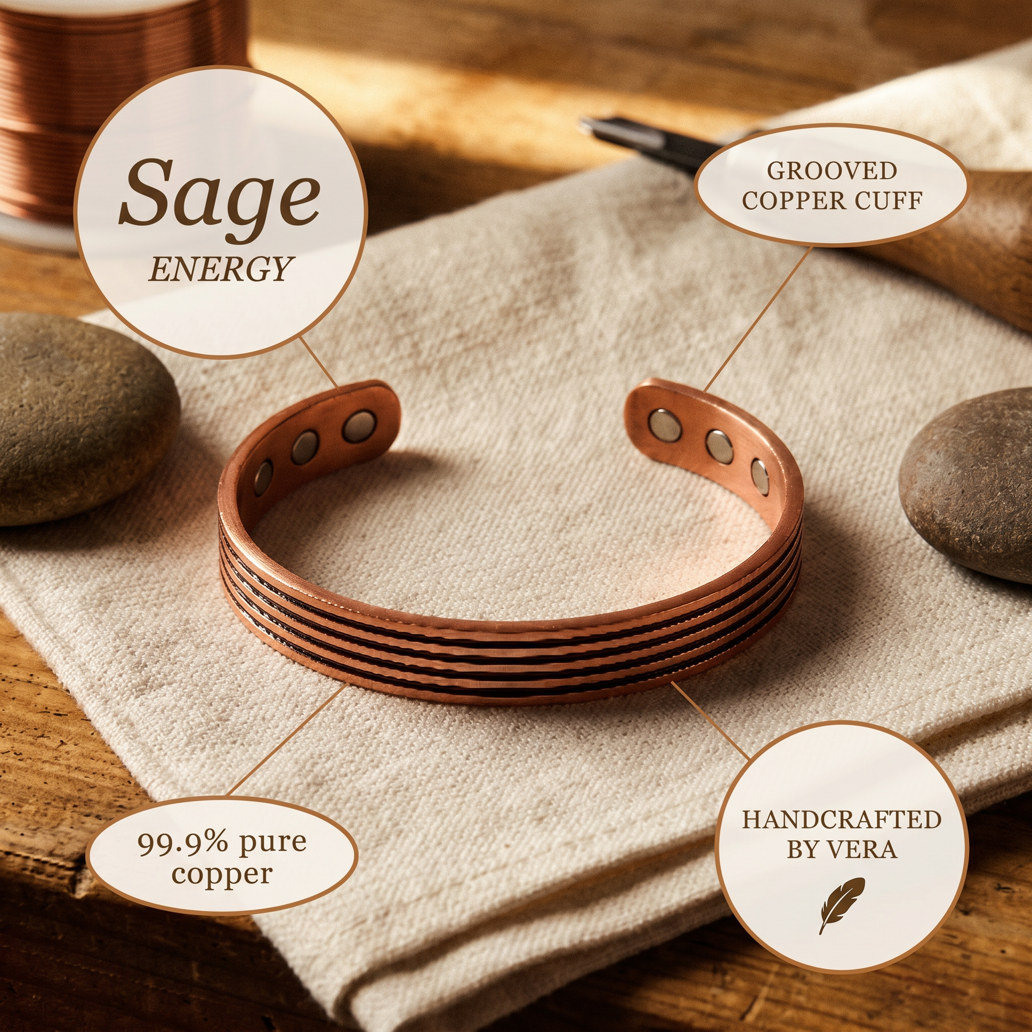 Sage Calm Copper Bracelet