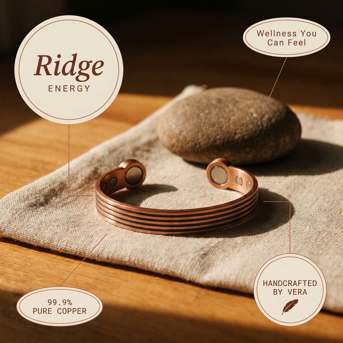 Ridge Crest Copper Bracelet