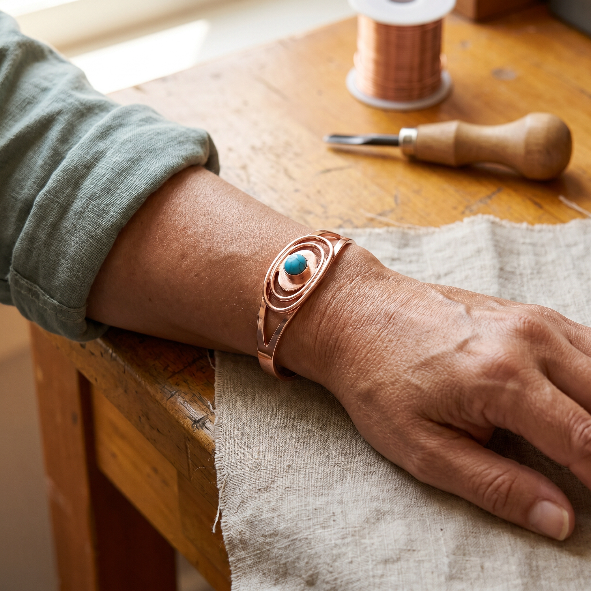 Sedge Bend Copper Bracelet