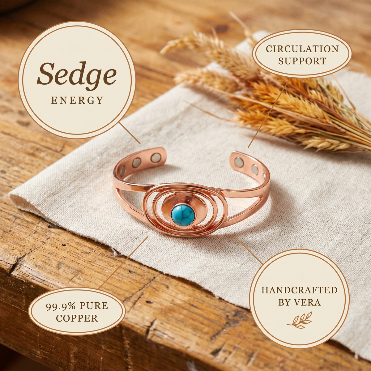 Sedge Bend Copper Bracelet