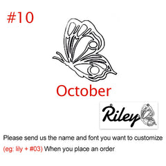 Personalised Butterfly Birth Month Necklace