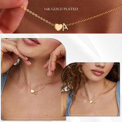 Tiny Heart Initial Necklace