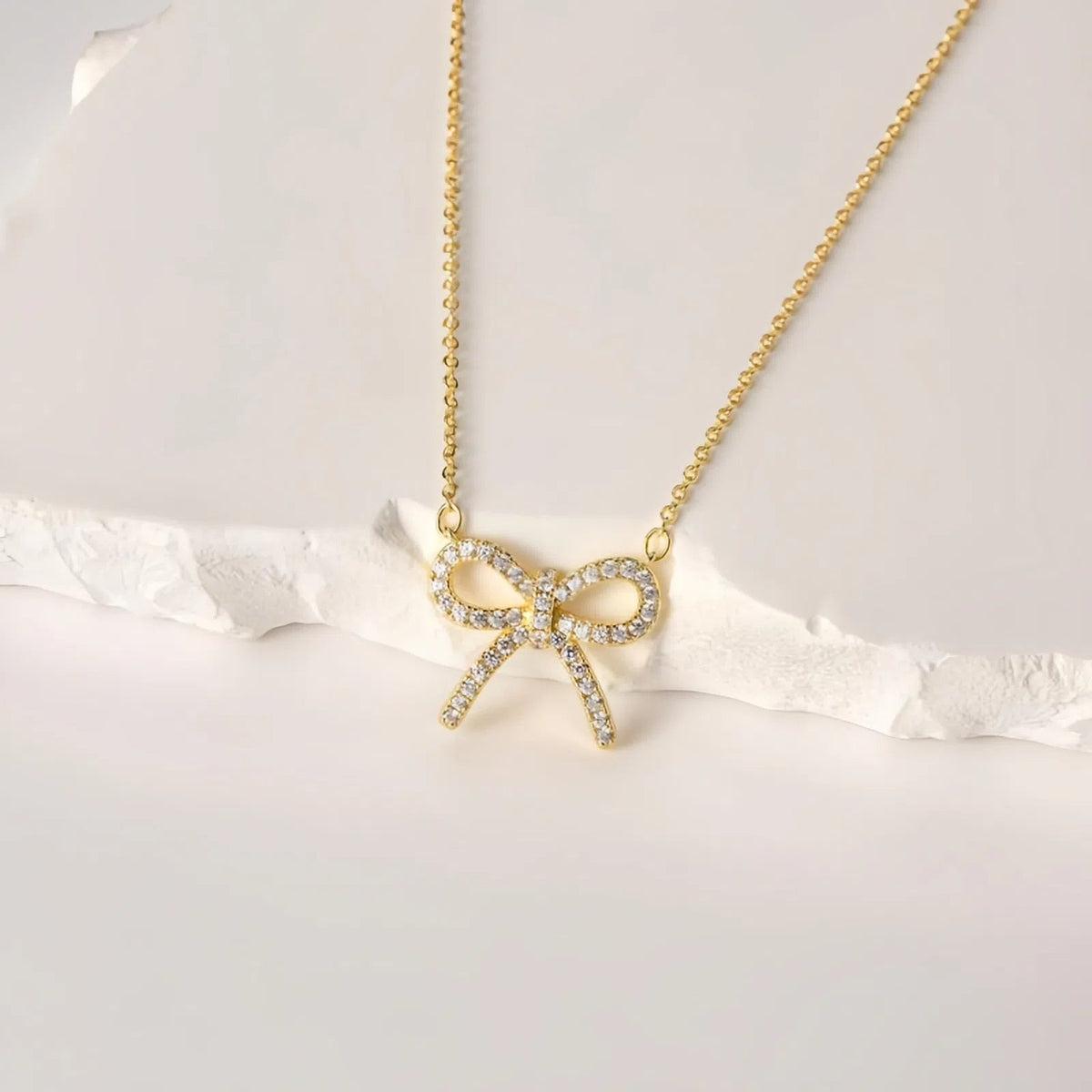 Sparkly Bow Pendant Necklace
