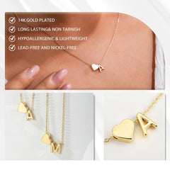 Tiny Heart Initial Necklace