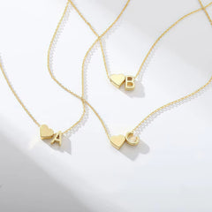Tiny Heart Initial Necklace