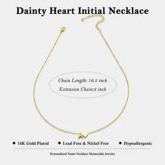Tiny Heart Initial Necklace