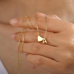 Tiny Heart Initial Necklace