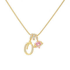 Initial & Heart Zircon Necklace