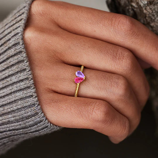 Mother & Daughter Heart Birthstone Ring