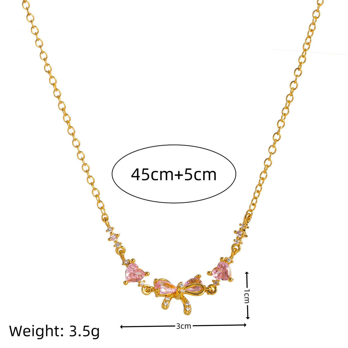 Pink Bow Crystal Necklace