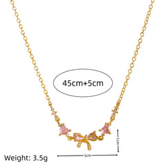 Pink Bow Crystal Necklace