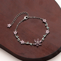 Sweet Pink Blossom Crystal Bracelet
