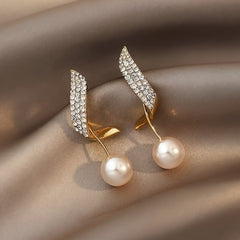 Crystal Plume Pearl Earrings
