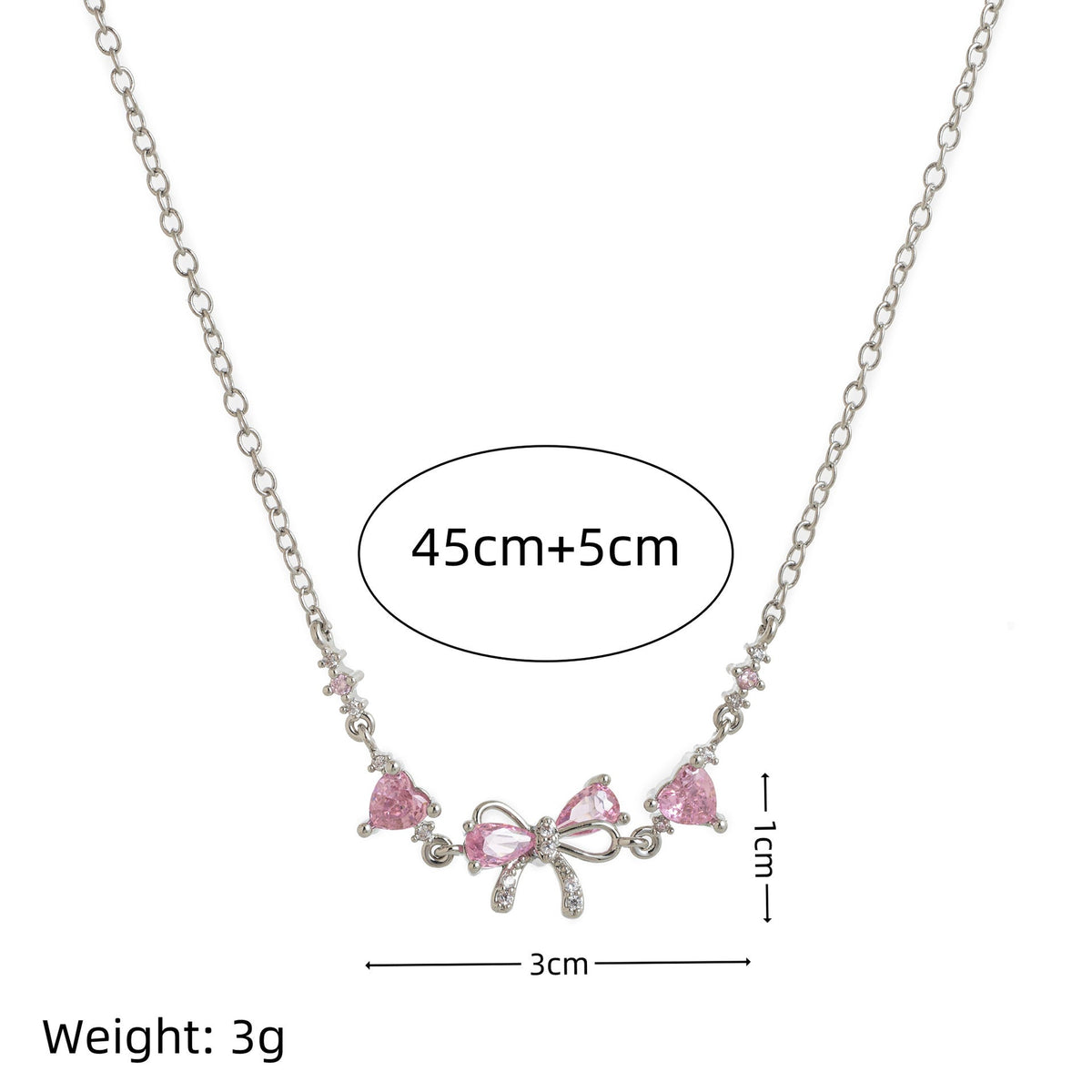 Pink Bow Crystal Necklace