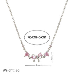 Pink Bow Crystal Necklace