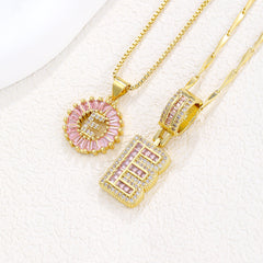 2-Pack Pink CZ Initial Necklaces