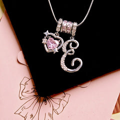 Initial & Pink Crystal Necklace
