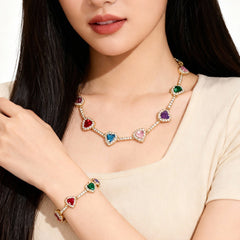 Colourful Heart Crystal Necklace