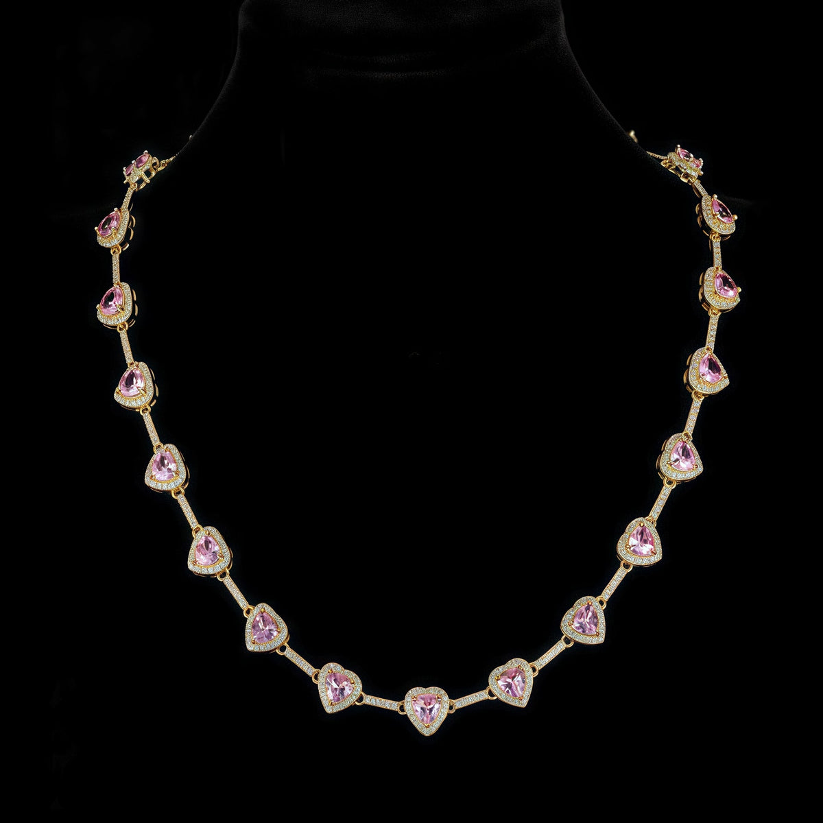 Pink Heart Crystal Zirconia Necklace
