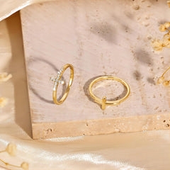 Thin Cross Stackable Ring Set