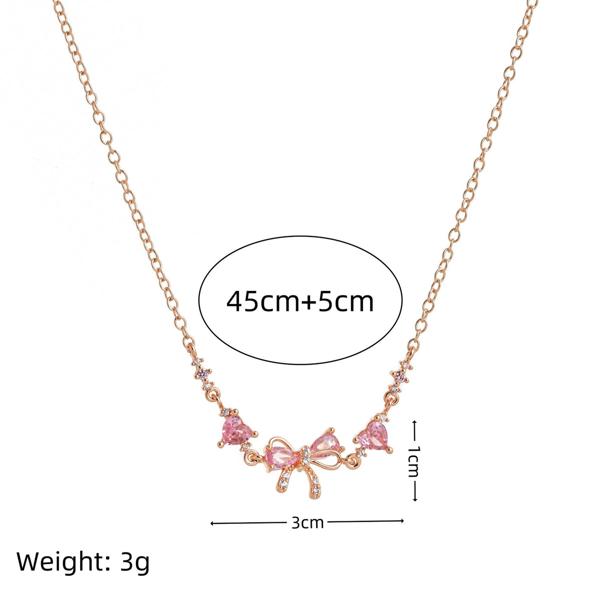 Pink Bow Crystal Necklace