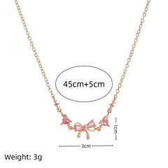 Pink Bow Crystal Necklace