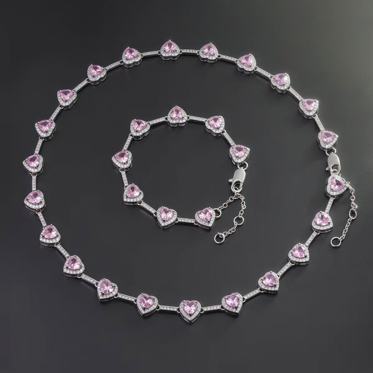 Pink Heart Crystal Zirconia Necklace