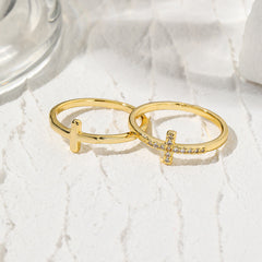 Thin Cross Stackable Ring Set