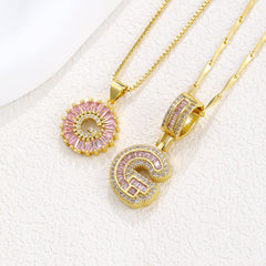 2-Pack Pink CZ Initial Necklaces